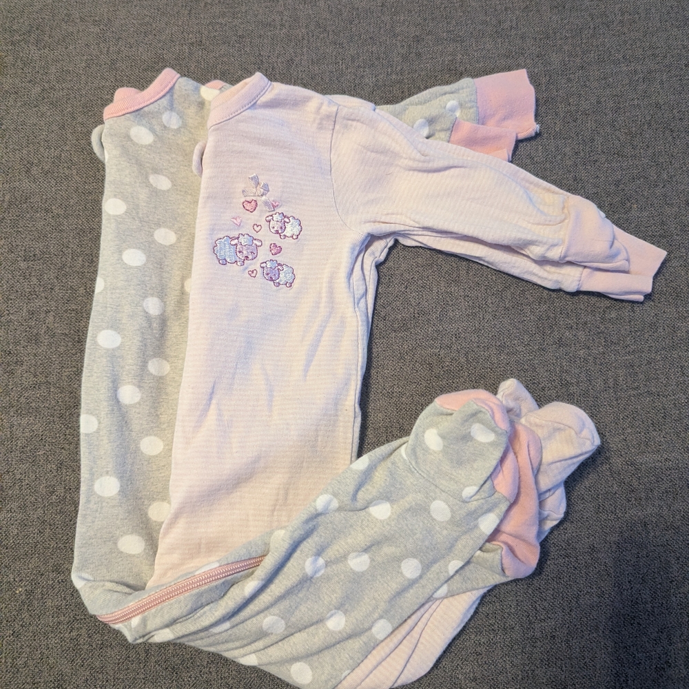 Cute Pink and Gray Baby Onesie with Animal Print